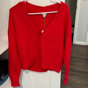 Fuzzy red cardigan - a new day (target)